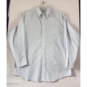 LL Bean Men Button Down Shirt  Traditional Fit Blue/White Check Large Regular